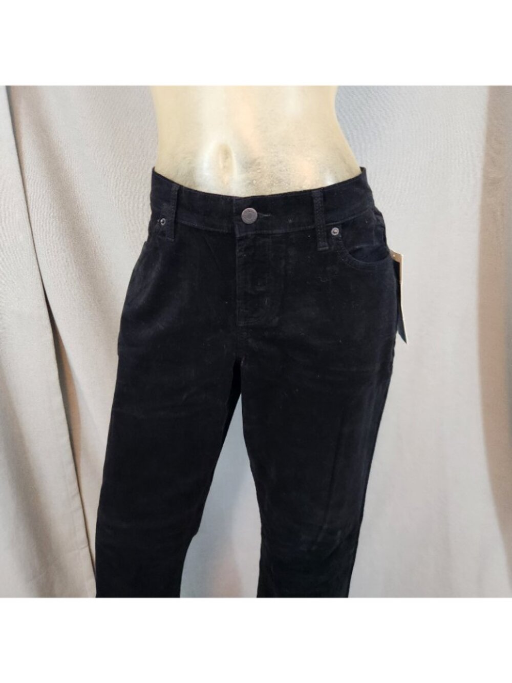Old Navy Black Corduroy Boot Cut Curvy Pants Slacks Siz 12 Reg LARGE 33Wx32I NEW - Picture 2 of 6